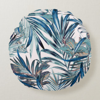 Floral fashion tropical vintage pattern with palm round pillow
