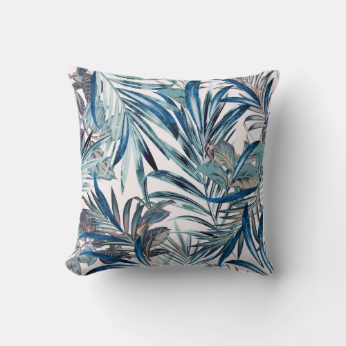 Floral fashion tropical vintage pattern with palm  throw pillow