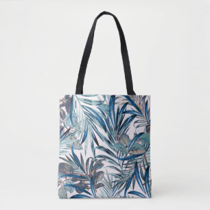 Floral fashion tropical vintage pattern with palm tote bag