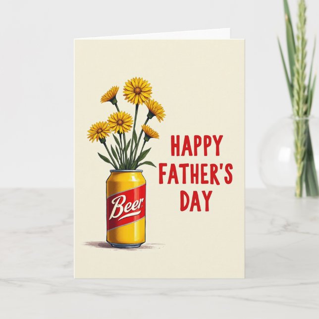 Floral Fathers Day Beer Can Card (Front)