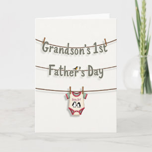 Floral Fathers Day Penguin Baby Card