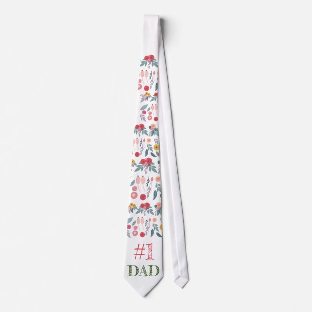 Floral Father's Necktie : #1 DAD  (Front)