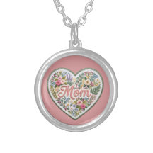 Floral Faux Embroidery Heart Mom