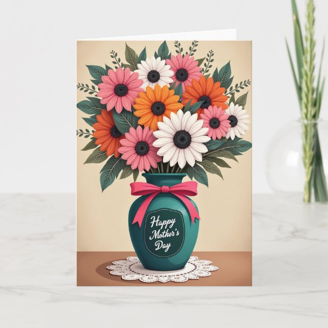 Floral Faux Gold Foil Mothers Day Card (Front)