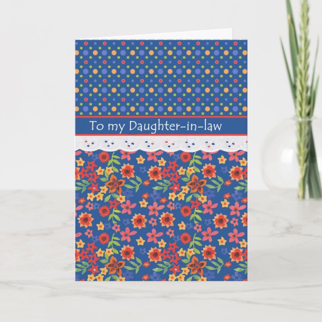 Floral Faux Lace Mother's Day Card Daughter-in-law (Front)