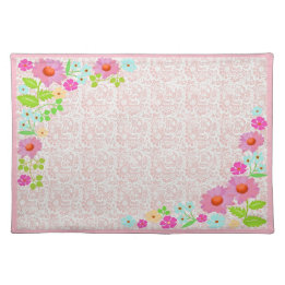Floral Faux Lace Vintage Country Pink Cloth Placemat