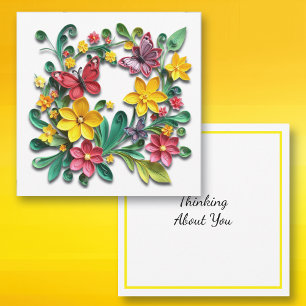 Floral Faux Paper Quilling   Thinking of You Card