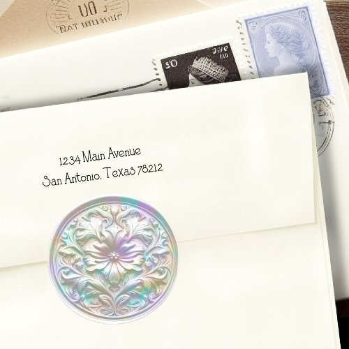 Floral Faux Wax Seal Deep Impression Iridescent