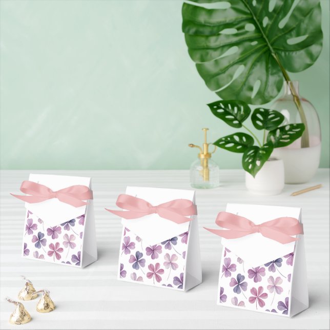 “Floral Favor Box – Pink and Purple Clover Design” (Multiple)