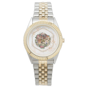 Floral Fawn in Golden Frame Watch