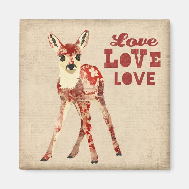 Floral Fawn Love Magnet (Front)