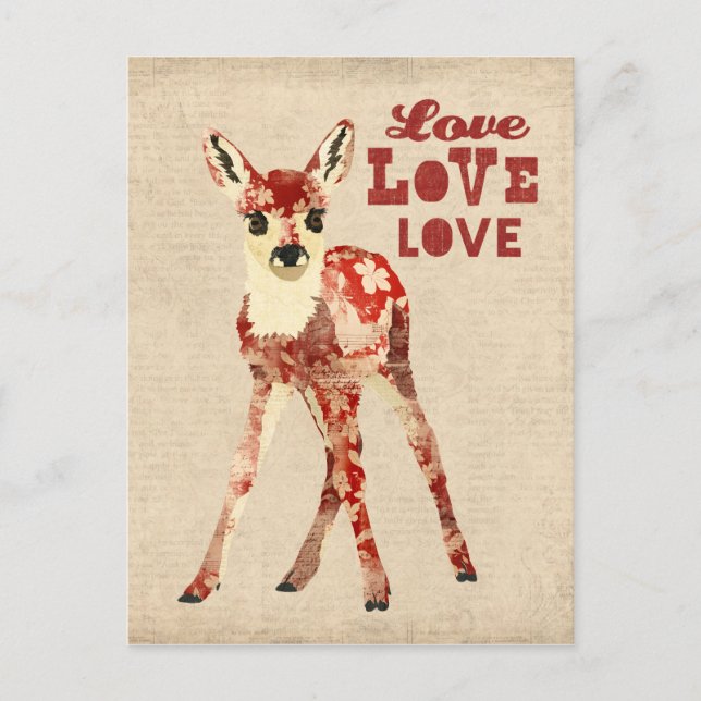 Floral Fawn Love Postcard (Front)