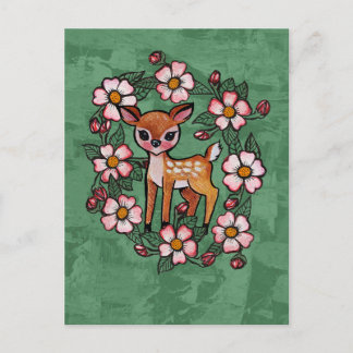 Floral Fawn Postcard