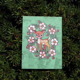 Floral Fawn Postcard