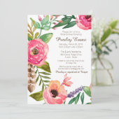 Floral & Feather Bridal Shower Invitation II (Standing Front)