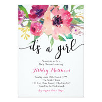Floral feathers Floral Baby Shower Invitation