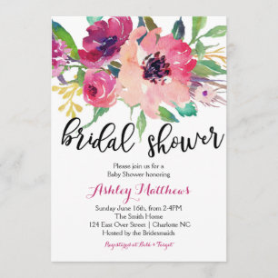 Floral feathers Floral Bridal Shower Invitation