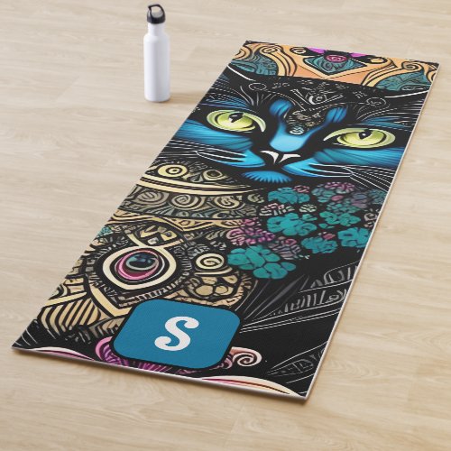 Floral Feline A Vibrant Yoga Mat Inspired by Cats