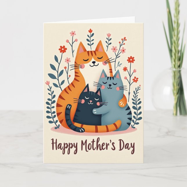 Floral Feline Family Love Card (Front)
