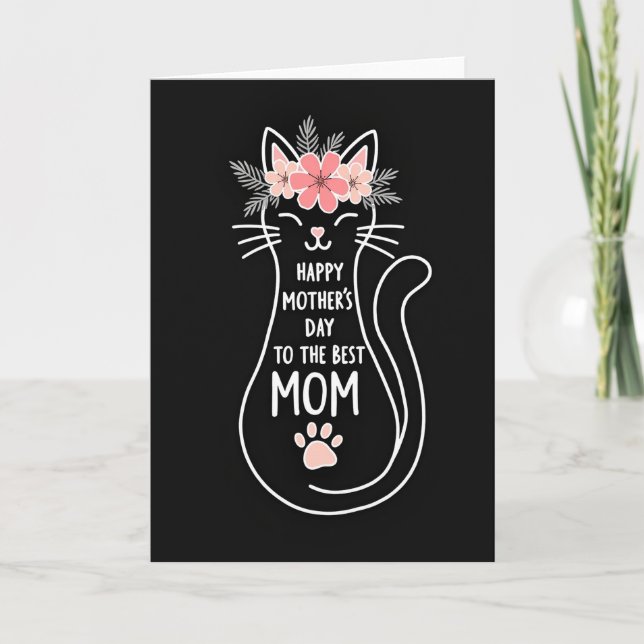 Floral Feline Mothers Day Card (Front)