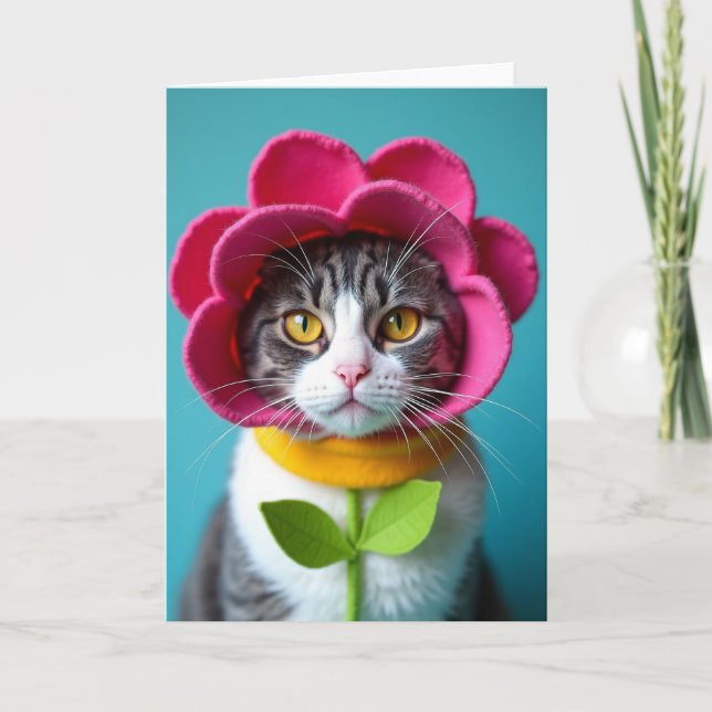 Floral Feline Portrait Card (Front)
