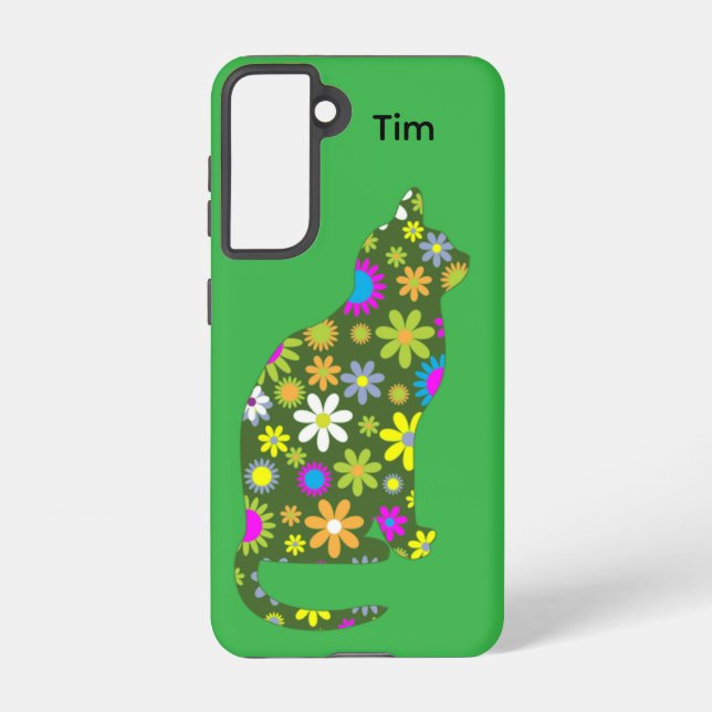 Floral Feline Samsung Galaxy Case (Back)