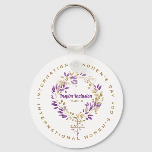 Floral Female Sign Womens Day March 20 Keychain