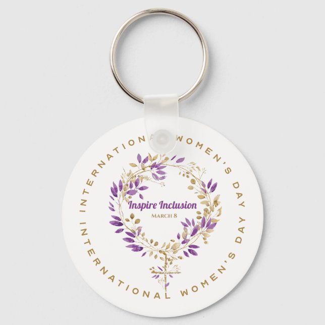Floral Female Sign Women's Day March 20 Keychain (Front)