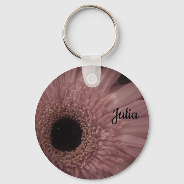 Floral Feminine Light Pink Flower Photo Elegant Keychain (Front)