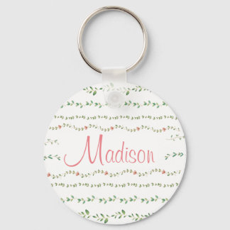Floral Feminine Pretty Girly Cute Greenery Keychain