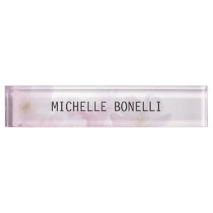 Floral Feminine Professional Plain Legible Modern Desk Name Plate