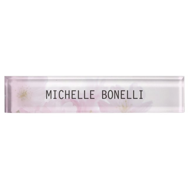 Floral Feminine Professional Plain Legible Modern Desk Name Plate (Front)