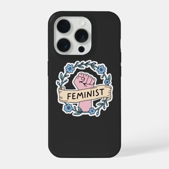 Floral Feminist iPhone 15 Pro Case (Back)