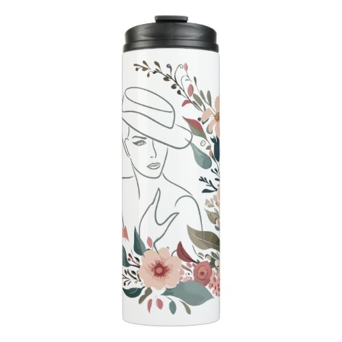 Floral Femme Line Art Thermal Tumbler