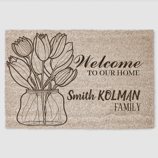 Floral  fiber doormat (Front)