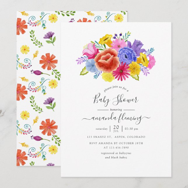 Floral Fiesta Baby Shower Invitation (Front/Back)