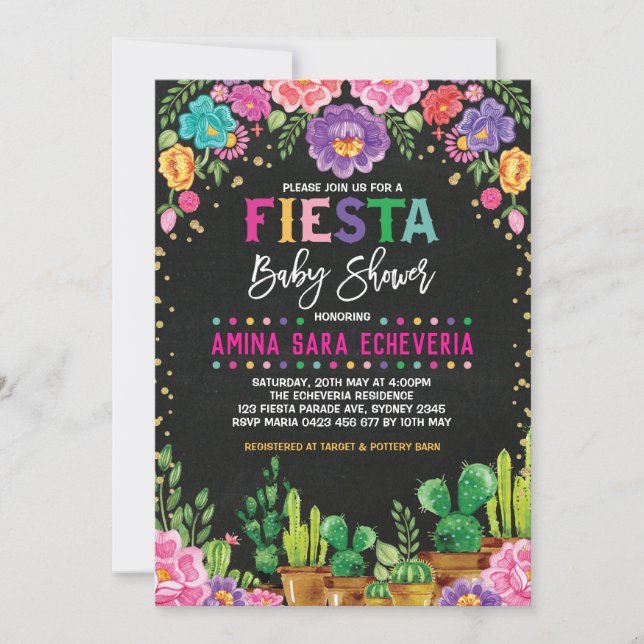 Floral Fiesta Baby Shower Mexican Flowers Invite (Front)