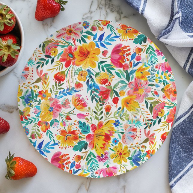 Floral Fiesta Baby Shower Paper Plates (Creator Uploaded)