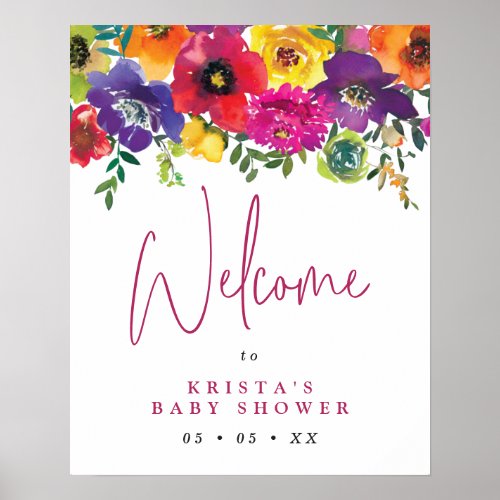 Floral Fiesta Baby Shower Welcome Poster