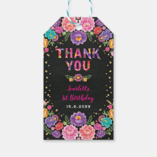 Floral Fiesta Birthday Little Senorita Thank You Gift Tags
