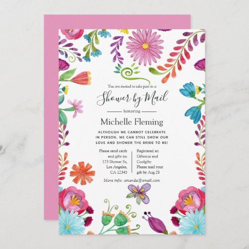 Floral Fiesta Bridal or Baby Shower by Mail Invitation