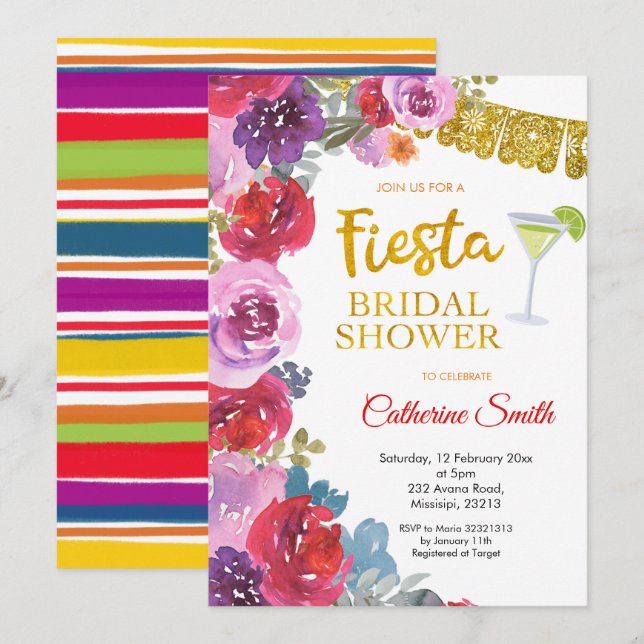 Floral Fiesta Bridal Shower Invitation (Front/Back)