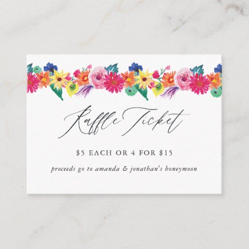 Floral Fiesta Bridal Shower Raffle Ticket Enclosure Card