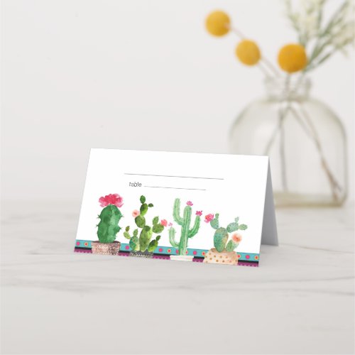 Floral Fiesta Cactus Couples Shower place cards