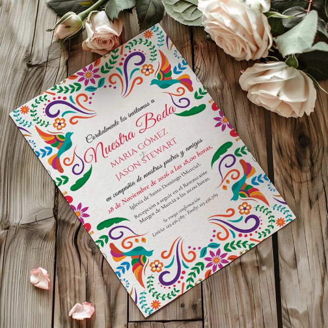 Floral Fiesta Colorful Boda Spanish Wedding Invitation (Floral Fiesta Colorful Boda Spanish Wedding Invitation)