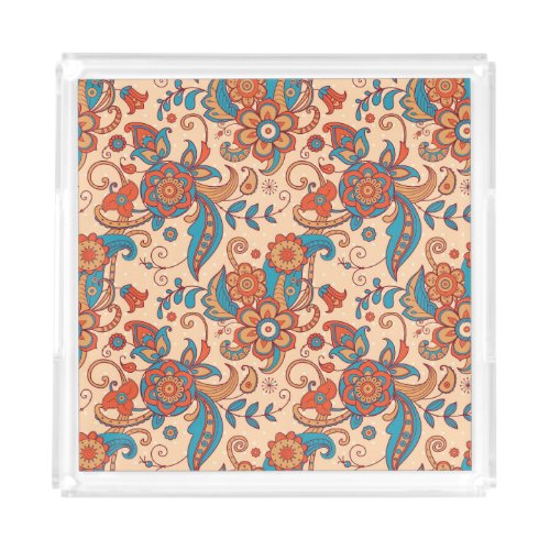 Floral Fiesta Colorful Pattern Play Acrylic Tray