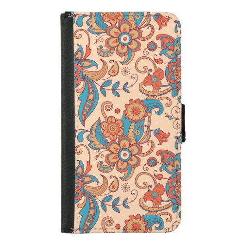 Floral Fiesta Colorful Pattern Play Samsung Galaxy S5 Wallet Case