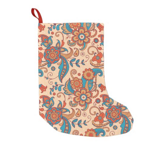 Floral Fiesta Colorful Pattern Play Small Christmas Stocking