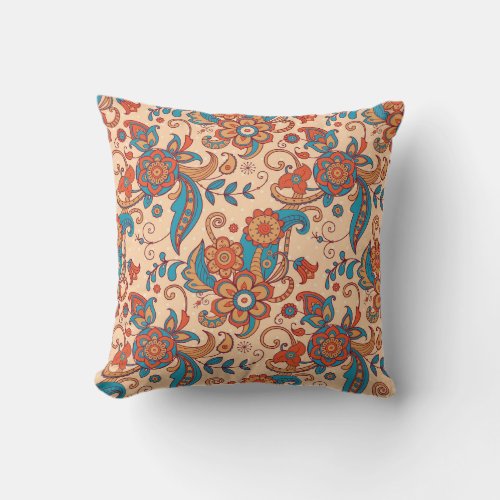 Floral Fiesta Colorful Pattern Play Throw Pillow