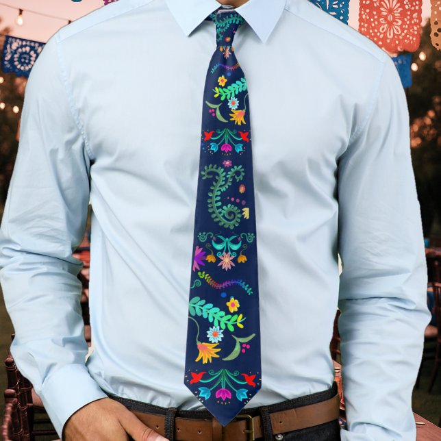 Floral Fiesta Mexican Folk Art Neck Tie (Creator Uploaded)